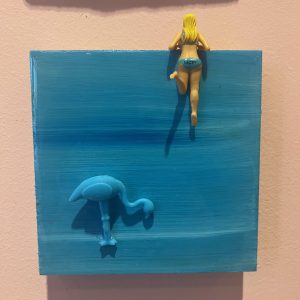 Art Block Bikinigirl Blue Flamingo